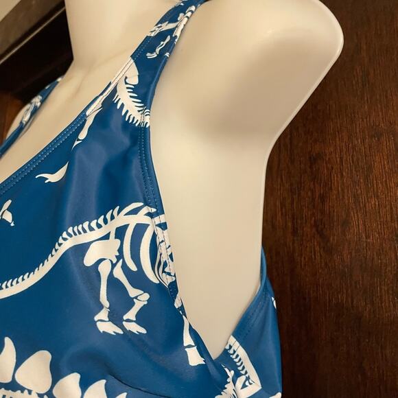 Unbranded Women's 2XL Teal White Dinosaur Skeleton One Piece Swimsuit FUN! - Picture 5 of 5